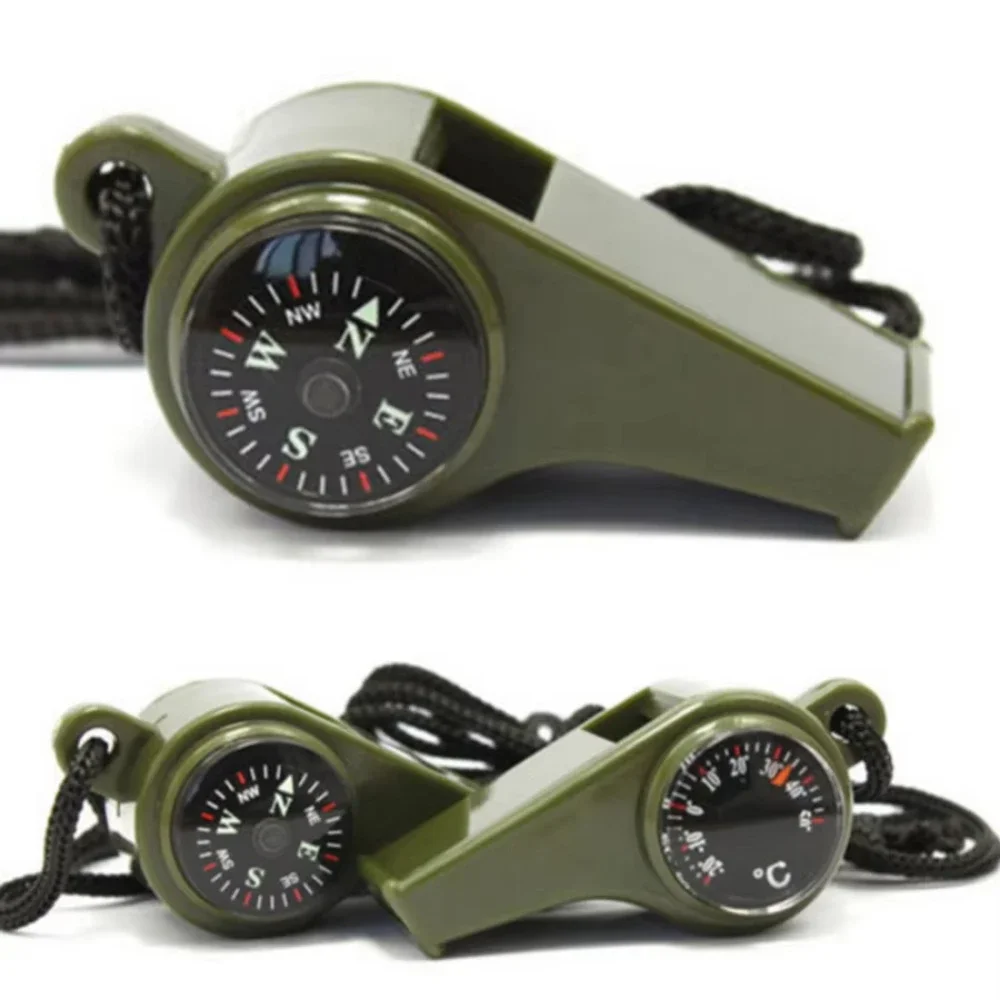 Fire Starting Kit - 3in1 Outdoor Emergency Whistle with Compass,