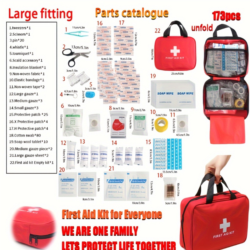 Bivy Bag Emergency - 173Pcs First Aid Kit Full Set