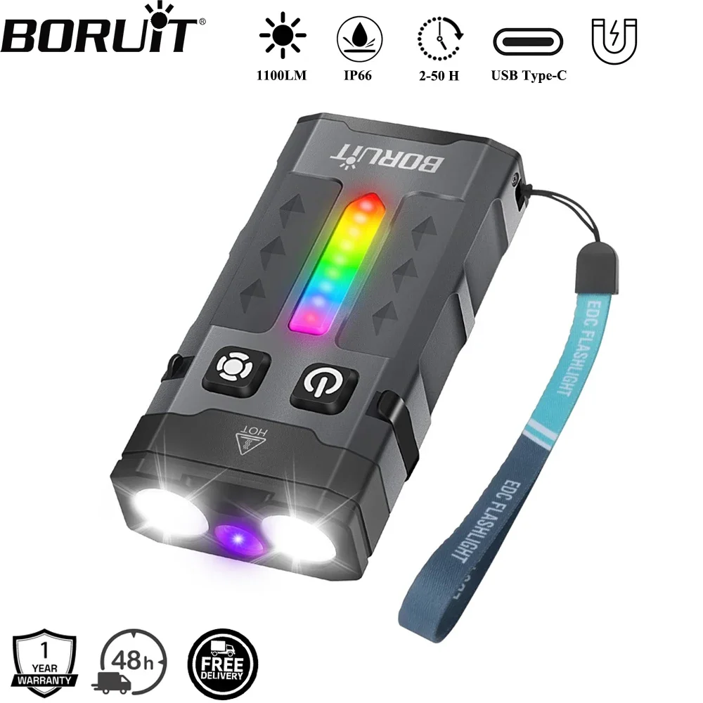Fishing Kit Compact - BORUiT EV20 1100LM EDC UV Keychain