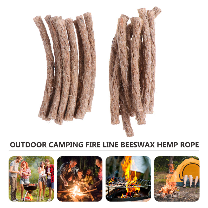 Fire Starting Kit - 10Pcs Survival Wick Hemp Cord Camping
