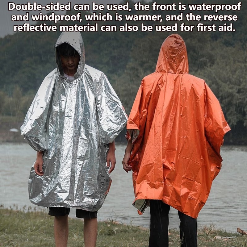 Emergency Poncho Rain - 1-10PCS Emergency Rain Poncho Thermal Foil