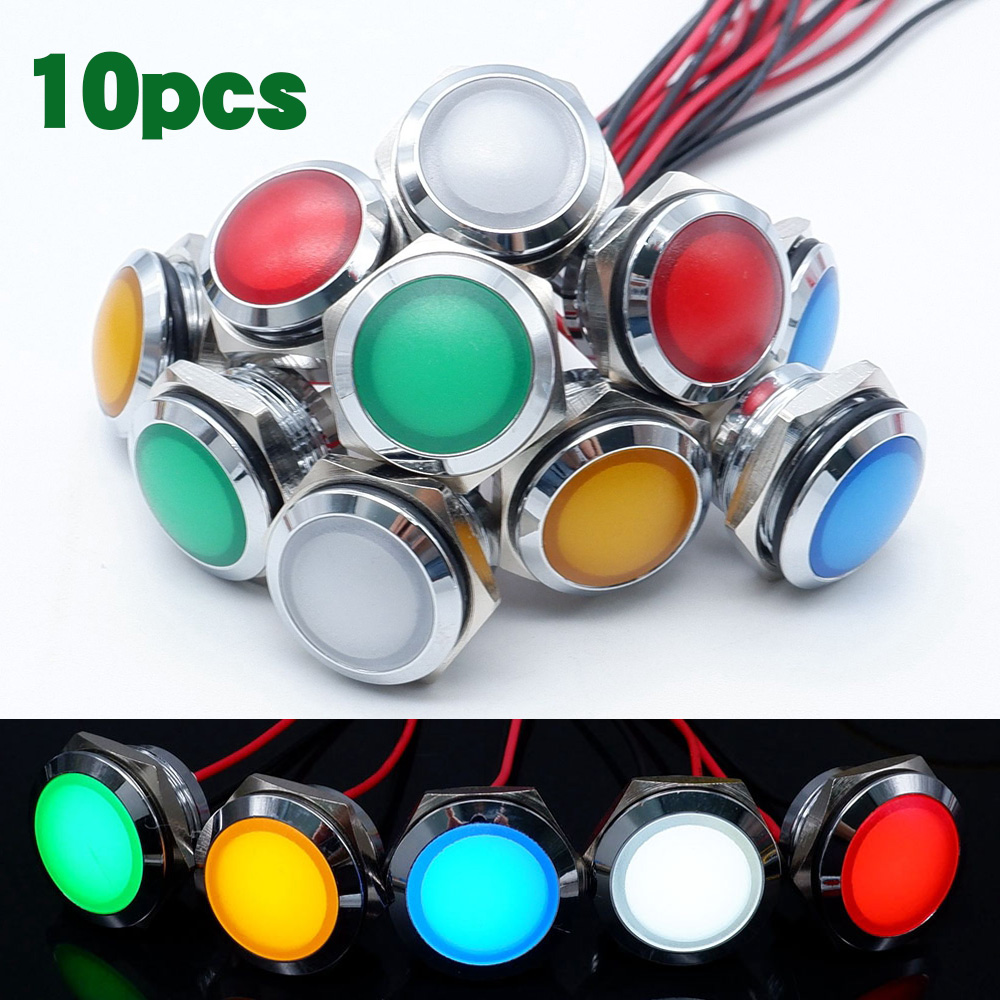 10pcs 12/16/19/22mm Metal LED  - đánh giá và giá Signal Panel Orange