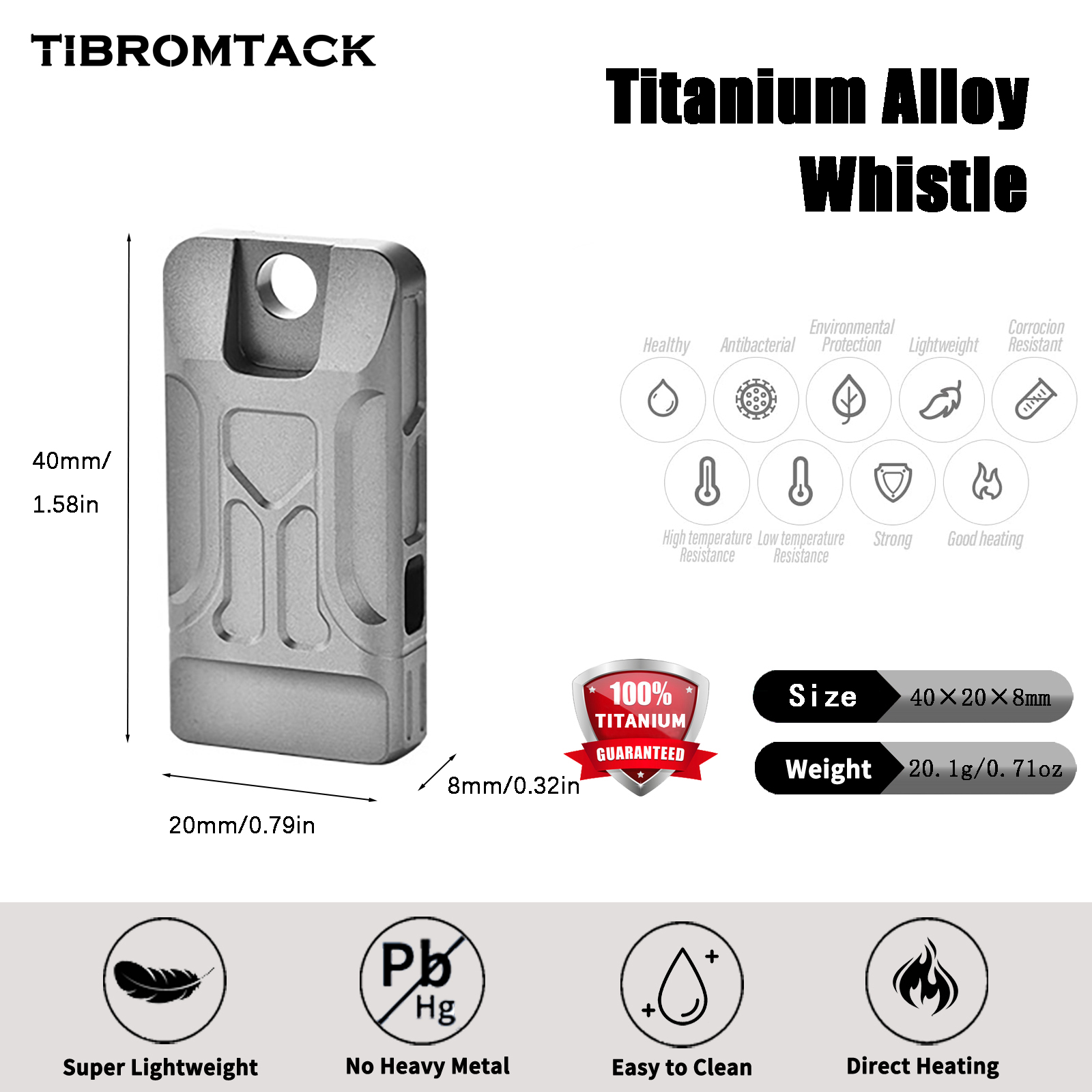 TIBROMTACK GR5 Titanium Emerge - đánh giá và giá Emergency Whistle Loud