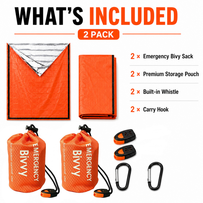 2 Pack Emergency Sleeping Bag, - đánh giá và giá Bivy Bag Emergency