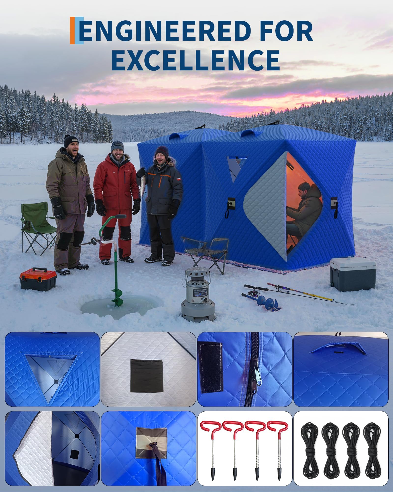 Pop-Up Ice Fishing Tent Hub-St - đánh giá và giá Emergency Mylar Tent