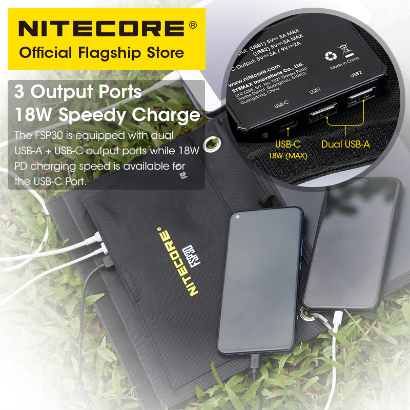 NITECORE FSP30 30W Di Động Năn - đánh giá và giá Solar Emergency Charger